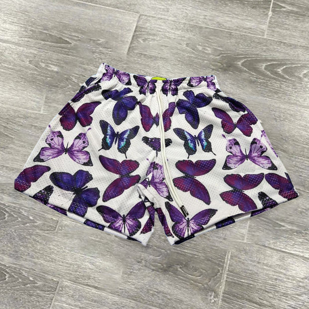 Butterfly fashion retro casual sports mesh shorts