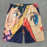 Beach cartoon print shorts street fashion suit