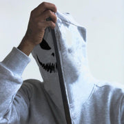 Street casual skull print full zip hoodie