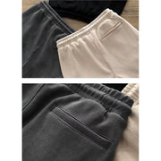 Simple contrast color stitching loose straight drape five-point sweatpants