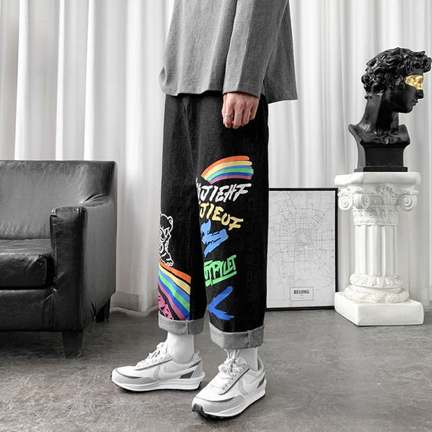 Loose straight hip hop casual cropped pants
