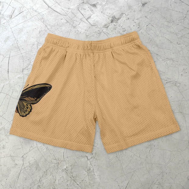 Retro Butterfly Casual Street Mesh Shorts