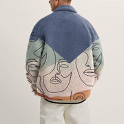 Contrast stitching fashion print lamb velvet jacket