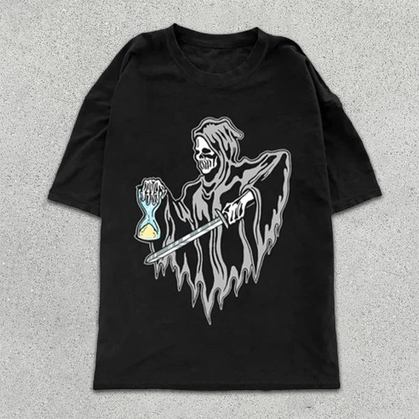 Skull Ghost Print Short Sleeve T-Shirt