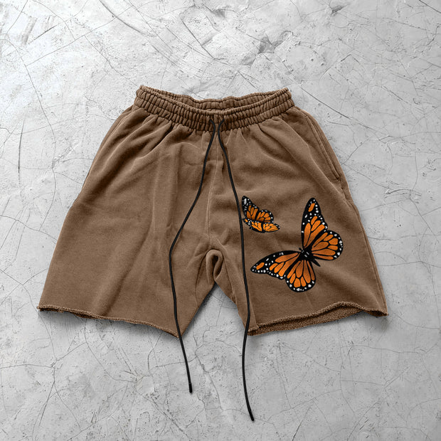 Fashion Retro Grey Street Butterfly Shorts