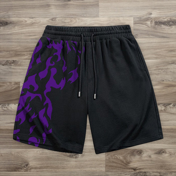Stylish flame print preppy casual shorts