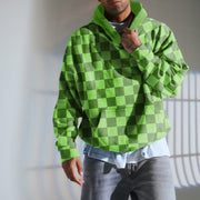 Trendy hip-hop angel print street checkerboard hoodie