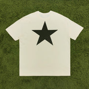 Trendy five-pointed star print short-sleeved T-shirt