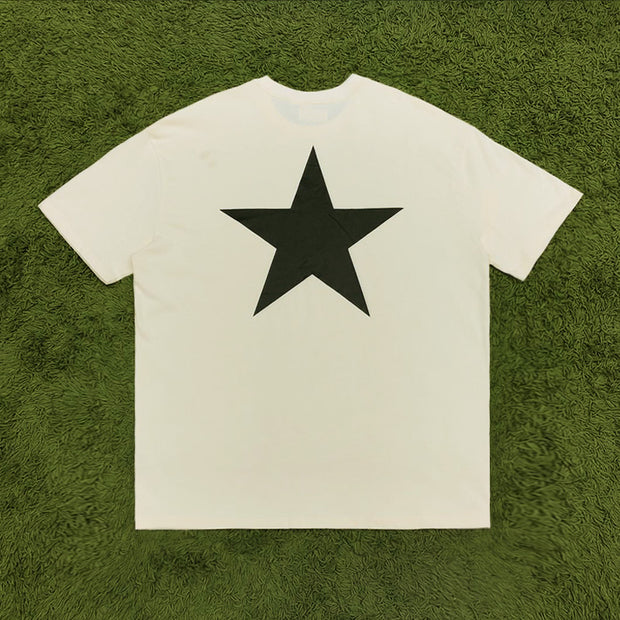 Trendy five-pointed star print short-sleeved T-shirt