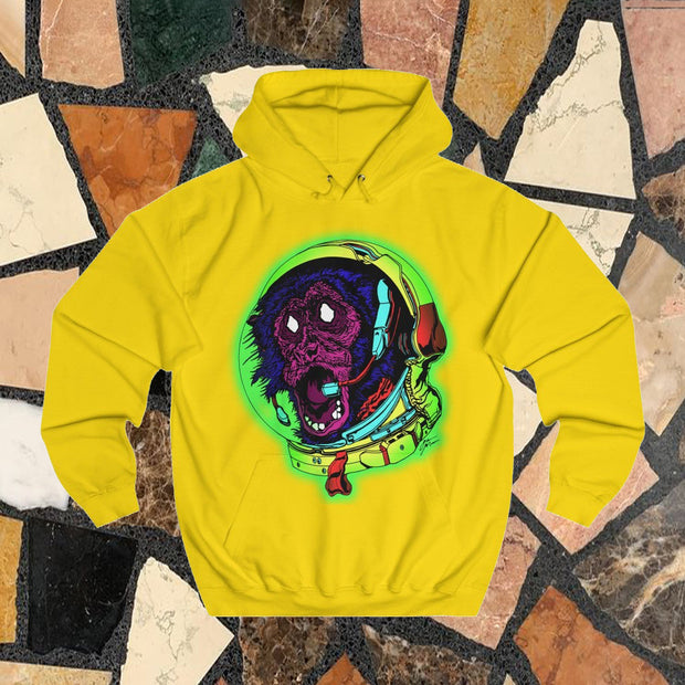 Street style space monkey print long-sleeved hoodie