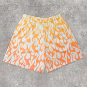 Trendy Gradient Flame Print Shorts
