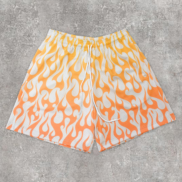 Trendy Gradient Flame Print Shorts
