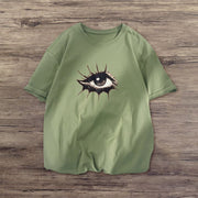 Retro fashion eyes print short-sleeved T-shirt