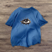 Retro fashion eyes print short-sleeved T-shirt