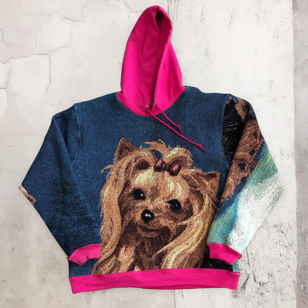 Street fashion dog pattern hooded sweater