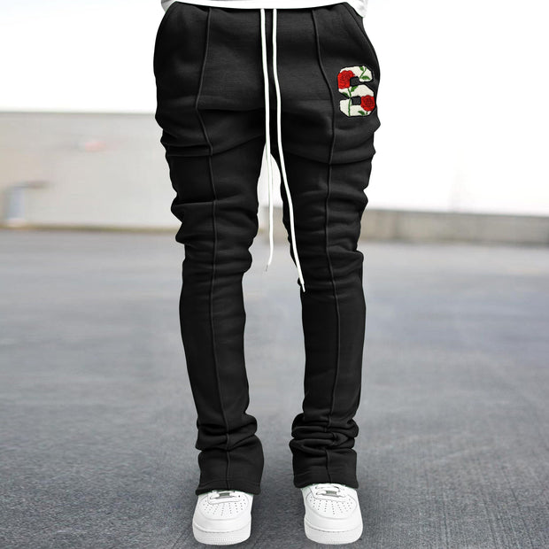 Retro trendy brand printed hip-hop street flared trousers