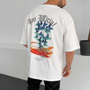 Fashion Butterfly Crew Neck Print Short Sleeve T-Shirt