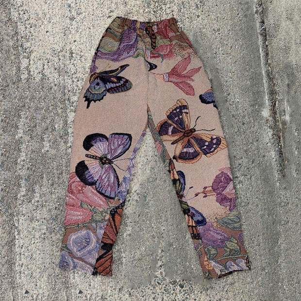 Butterfly retro street straight casual trousers