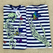 Fashion Striped Print Skull Fashion Street Long Sleeve T-Shirt