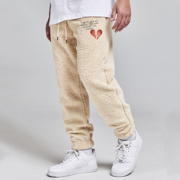 Fashionable fleece trousers with personalized letter pattern
