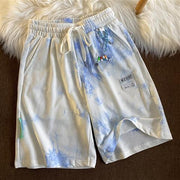 Jew4room tie-dye lanyard loose and thin five-point pants casual shorts