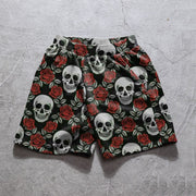 Skull fashion print casual retro shorts