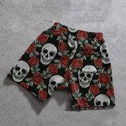 Skull fashion print casual retro shorts