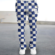 Checkerboard Print Retro Street Pants Trousers