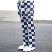 Checkerboard Print Retro Street Pants Trousers