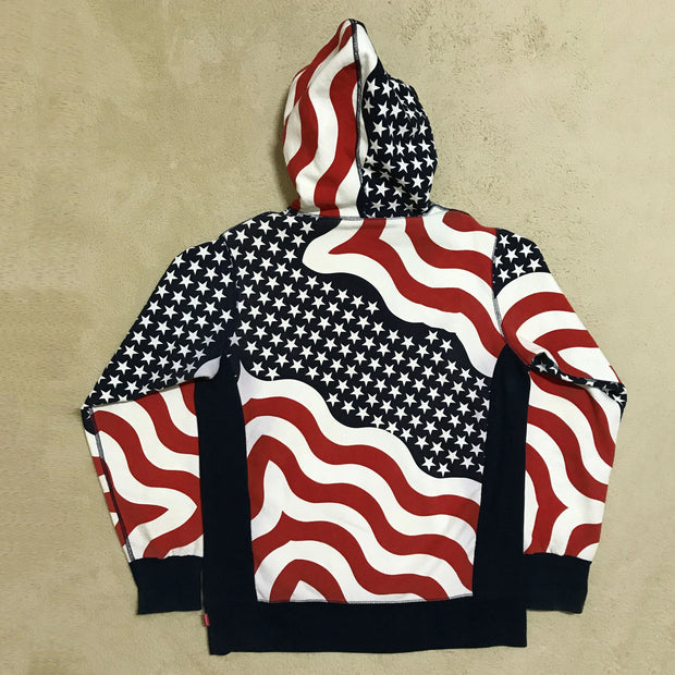 Wave stripes star print trendy hoodie