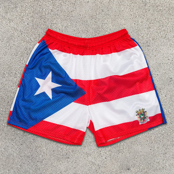 American flag graphic print elastic shorts