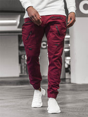 Multi-pocket zipper slacks workwear sports trousers