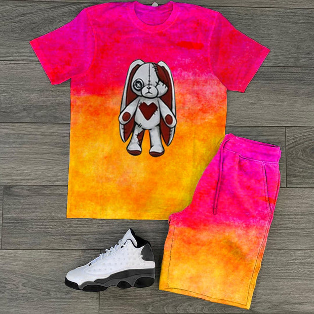Personalized tie-dye printed T-shirt casual suit
