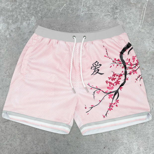 Casual Art Flower Pattern Fashion Mesh Shorts