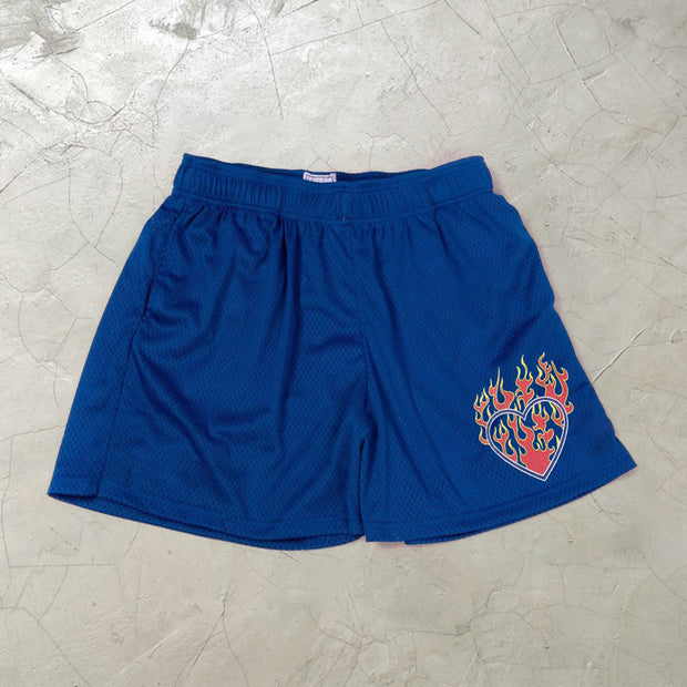 Personalized flame love printed sports shorts