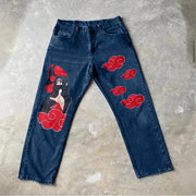 Fashion casual print street style trousers jeans