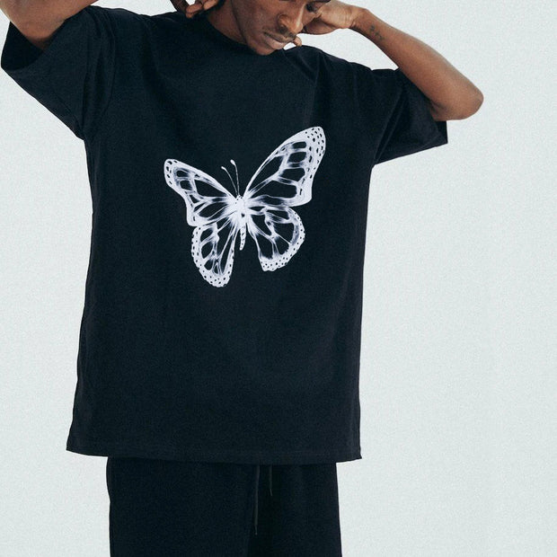 Butterfly fashion print street style T-shirt