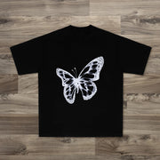 Butterfly fashion print street style T-shirt
