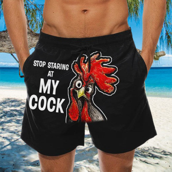 Beach pants fun 3D turkey head print swimming trunks spoof pattern shorts