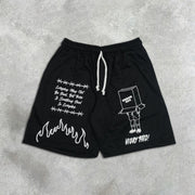 graphic print elastic shorts