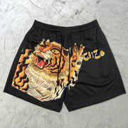 Tiger Pattern Casual Trend Mesh Shorts