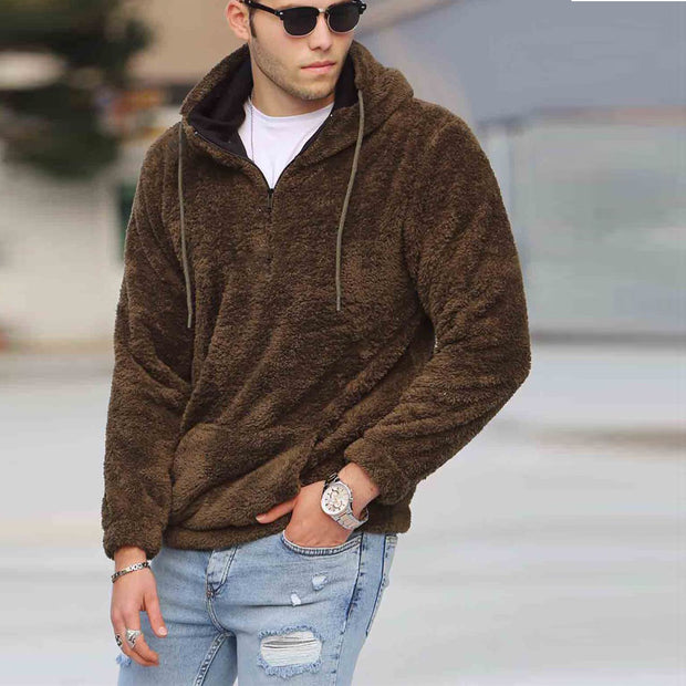 Casual solid color hooded sweater
