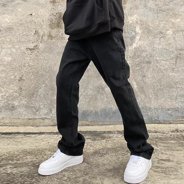 High Street Hip Hop Embroidered Denim Trendy Stretch Bootcut Pants
