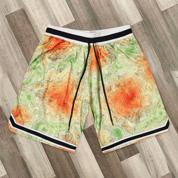 Tie-dye printed casual sports shorts
