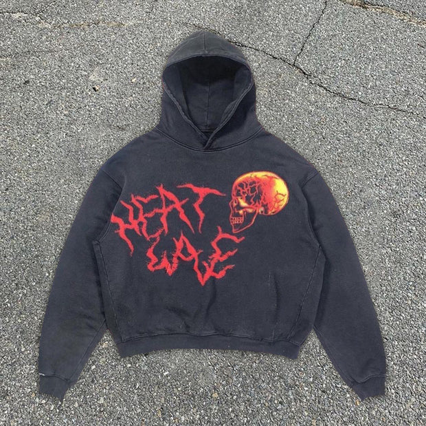 Personalized skull print hooded sweatshirt