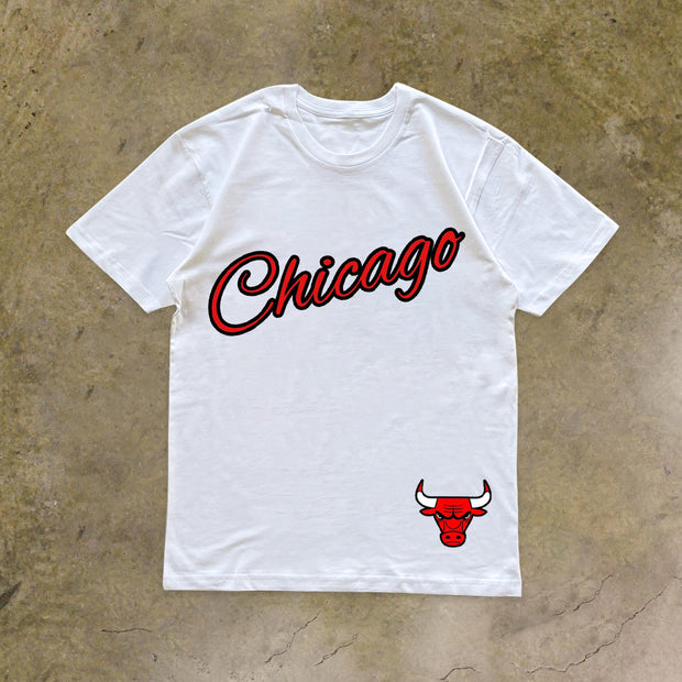 Trendy Bulls Print Vintage Short Sleeve T-Shirt