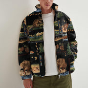 Fashion retro animal print zipper jacket