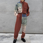 Fashion contrast color trend loose-footed street trousers
