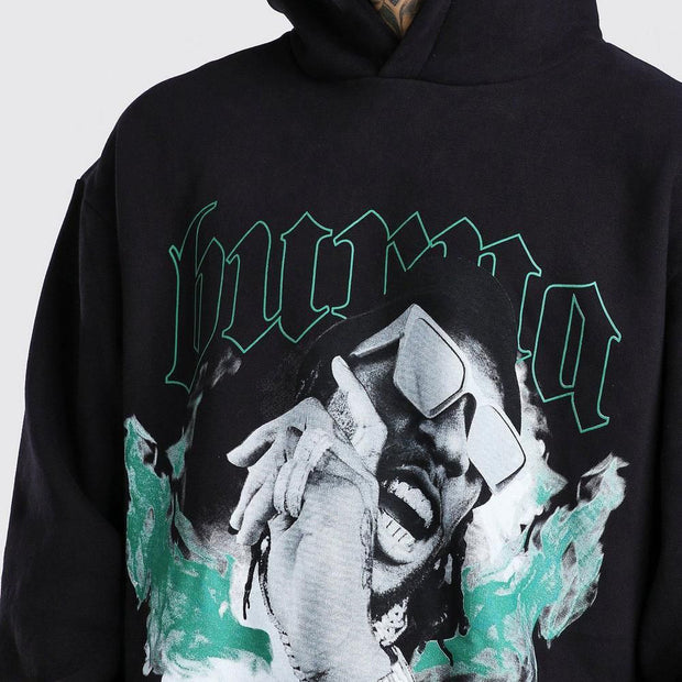Fashion street style hooded printed sweatshirt
