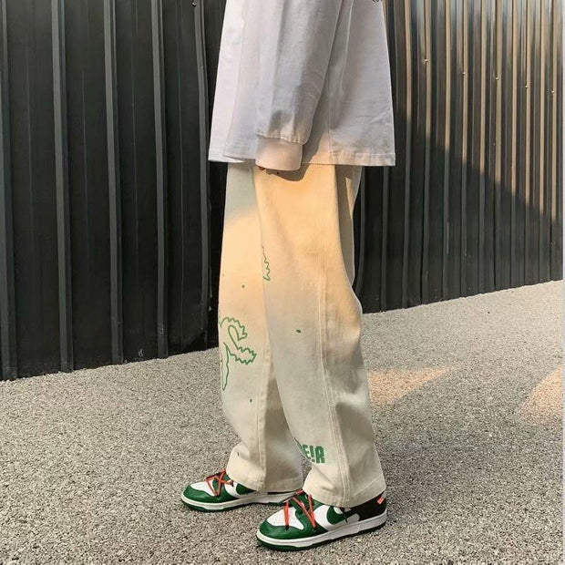Street style loose straight wide-leg trend Hong Kong style pants